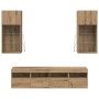 Unidades de TV de Pared con LED 5 pcs Roble artesanal