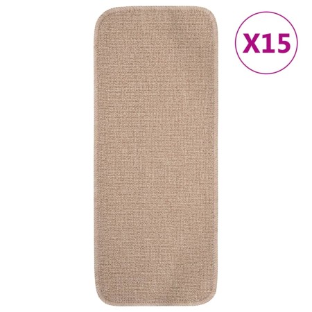 Alfombrillas de escalera 15 uds beige rectangular 60x25 cm en Alfombrillas para escalones | Comprar online en Foro24