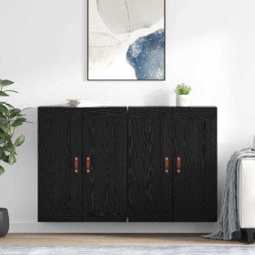 Gabinetes montados en la pared 2 pcs Roble Negro