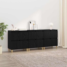 Tableros Lateral 3 pcs Roble Negro 60 x 35 x 70 cm