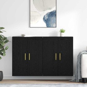 Gabinetes montados en la pared 2 pcs Roble Negro