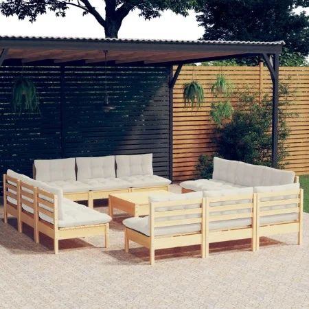 Gartenmöbel 13 Stück Kissen aus cremefarbenem Kiefernholz von vidaXL, Gartensets - Ref: Foro24-3096052, Preis: 894,86 €, Raba...