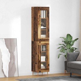 Aparador alto 2 pcs Madera envejecida Cristal en Aparadores | Comprar online en Foro24