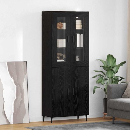 Alacena 2 pcs Roble Negro Madera Ingenierizada y Vidrio en Aparadores | Comprar online en Foro24