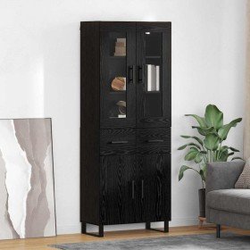 Aparador alto 2 pcs Roble Negro Madera de Ingeniería y Vidrio en Aparadores | Comprar online en Foro24