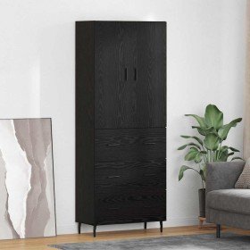 Aparador alto con cajón Roble negro 69,5 x 34 x 180 cm en Aparadores | Comprar online en Foro24