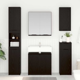 Juego de Gabinetes de Baño con estante 3 pcs Roble Negro