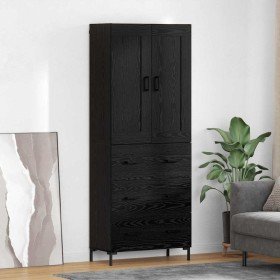 Aparador alto con cajón 2 pcs Roble Negro Madera de ingeniería en Aparadores | Comprar online en Foro24