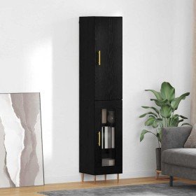 Aparador alto 2 pcs Roble Negro Madera de ingeniería en Aparadores | Comprar online en Foro24