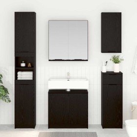 Juego de Gabinetes de Baño con estante 2 pcs Roble Negro