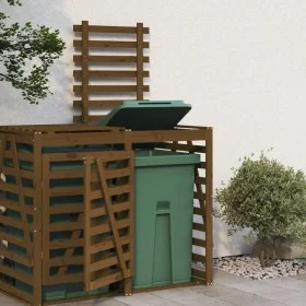 Honey brown pine wood trash can shed extension by vidaXL, Waste container supports - Ref: Foro24-825110, Price: 119,58 €, Dis...
