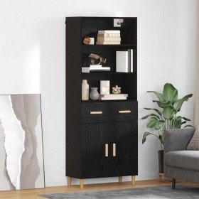 Aparador alto con cajón Roble Negro 69,5 x 34 x 180 cm en Aparadores | Comprar online en Foro24