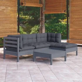 5-teiliges Gartenmöbel-Set und Kissen aus grauem Kiefernholz von vidaXL, Gartensets - Ref: Foro24-3096354, Preis: 374,93 €, R...