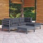 5-teiliges Gartenmöbel-Set und Kissen aus grauem Kiefernholz von vidaXL, Gartensets - Ref: Foro24-3096354, Preis: 385,91 €, R...
