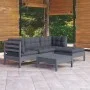 Juego de muebles de jardín 5 pzas y cojines madera pino gris de vidaXL, Conjuntos de jardín - Ref: Foro24-3096354, Precio: 37...