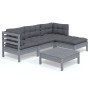 5-teiliges Gartenmöbel-Set und Kissen aus grauem Kiefernholz von vidaXL, Gartensets - Ref: Foro24-3096354, Preis: 385,91 €, R...