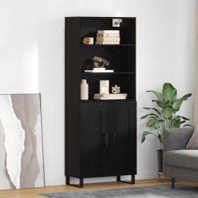 Aparador alto con cajón Roble Negro 69,5 x 34 x 180 cm en Aparadores | Comprar online en Foro24