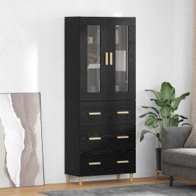 Aparador alto con cajón Roble Negro 69,5 x 34 x 180 cm en Aparadores | Comprar online en Foro24