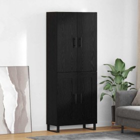 Vitrina 2 pcs Roble Negro Madera contrachapada