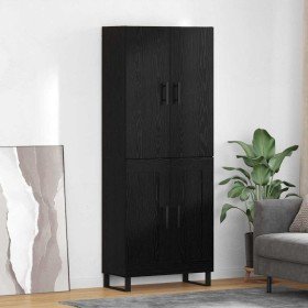 Vitrina 2 pcs Roble Negro Madera contrachapada