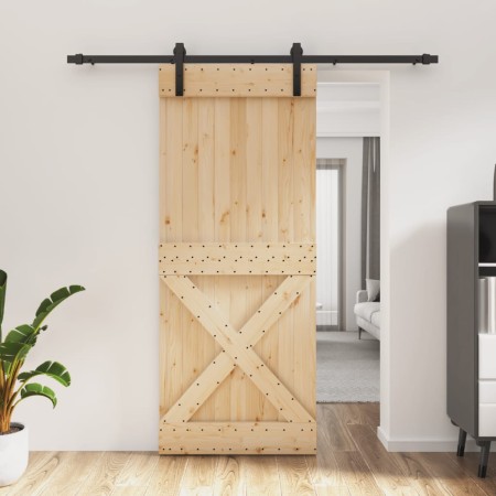 Schiebetür mit Beschlägen aus massivem Kiefernholz 85x210 cm von vidaXL, Türen - Ref: Foro24-3203000, Preis: 180,92 €, Rabatt: %