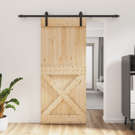 Schiebetür mit Beschlägen aus massivem Kiefernholz, 90 x 210 cm von vidaXL, Türen - Ref: Foro24-3203001, Preis: 191,80 €, Rab...