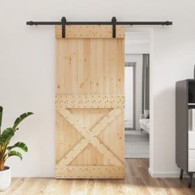 Puerta corredera con herrajes madera maciza de pino 95x210 cm