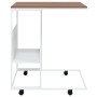 Mesa auxiliar con ruedas madera ingeniería blanco 55x36x63,5 cm