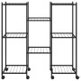 Soporte para flores con ruedas hierro negro 83x25x83,5 cm