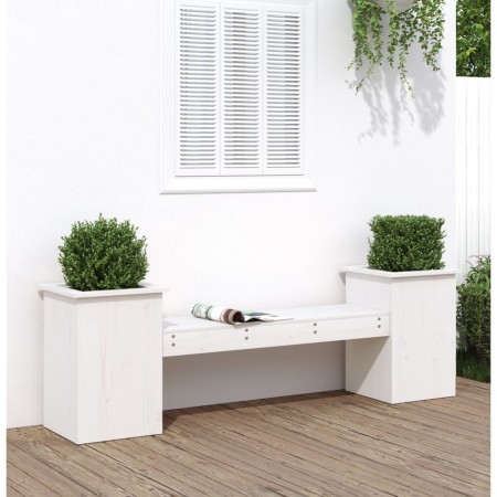 Banco con jardineras madera de pino blanco 184,5x39,5x56,5 cm de vidaXL, Bancos de jardín - Ref: Foro24-825171, Precio: 159,9...