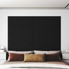 Paneles de pared 12 uds tela negro 90x30 cm 3,24 m² en Recubrimiento de paredes | Comprar online en Foro24