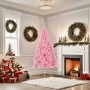 Medio árbol de Navidad artificial con soporte PVC rosa 180 cm
