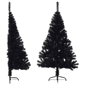 Medio árbol de Navidad artificial con soporte PVC negro 150 cm