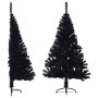 Medio árbol de Navidad artificial con soporte PVC negro 150 cm