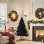 Medio árbol de Navidad artificial con soporte PVC negro 150 cm