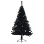 Medio árbol de Navidad artificial con soporte PVC negro 150 cm