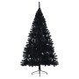 Medio árbol de Navidad artificial con soporte PVC negro 210 cm