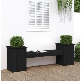 Black pine wood bench with planters 184.5x39.5x56.5 cm by vidaXL, garden benches - Ref: Foro24-825174, Price: 154,43 €, Disco...