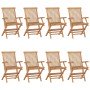 Sillas de jardín 8 uds madera teca con cojines crema blanco