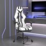 Silla gaming giratoria reposapiés cuero sintético blanco negro