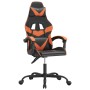 Silla gaming giratoria cuero sintético negro y naranja