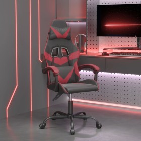 Silla gaming giratoria cuero sintético negro y rojo vino tinto