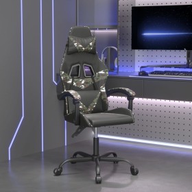 Silla gaming giratoria cuero sintético negro y camuflaje