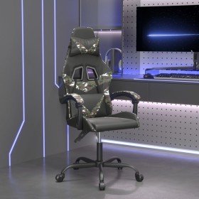 Silla gaming giratoria cuero sintético negro y camuflaje