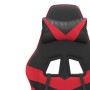 Silla gaming giratoria y reposapiés cuero sintético negro rojo