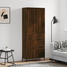 Aparador alto madera contrachapada marrón roble 69,5x34x180 cm de vidaXL, Aparadores - Ref: Foro24-3199824, Precio: 182,15 €,...