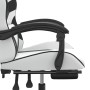 Silla gaming giratoria reposapiés cuero sintético blanco negro