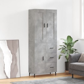 Hohes Sideboard aus betongrauem Sperrholz, 69,5 x 34 x 180 cm von vidaXL, Sideboards - Ref: Foro24-3199829, Preis: 172,20 €, ...