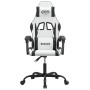 Silla gaming giratoria cuero sintético blanco y negro