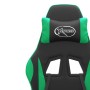 Silla gaming giratoria y reposapiés cuero sintético negro verde